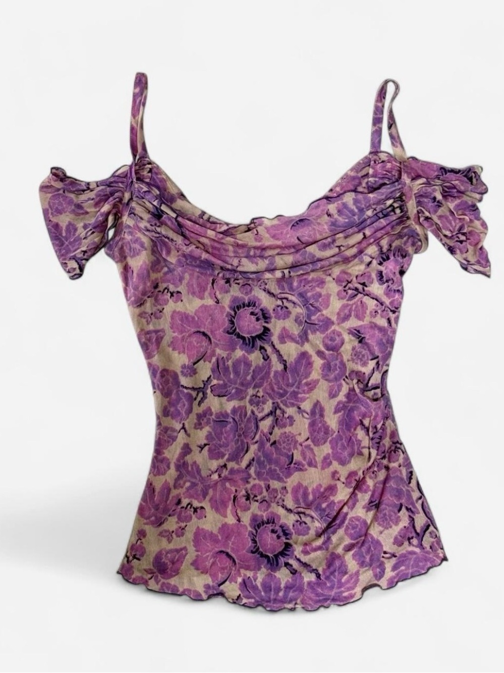 Silk 2000s floral off the shoulder top size s/m